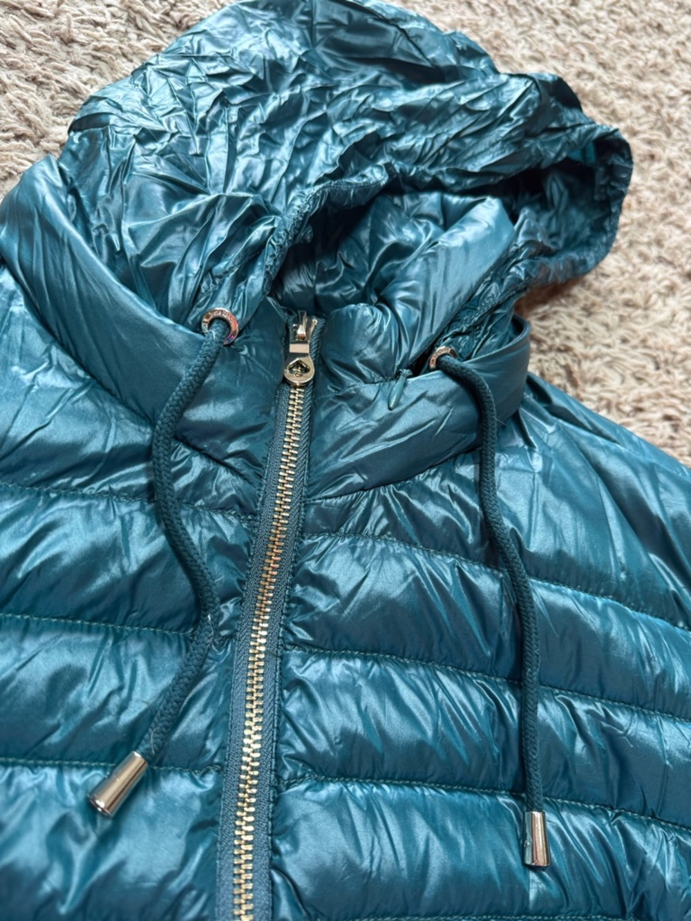 kate spade Teal Lightweight Quilted Packable hooded Puffer coat (XL) - Picture 14 of 16